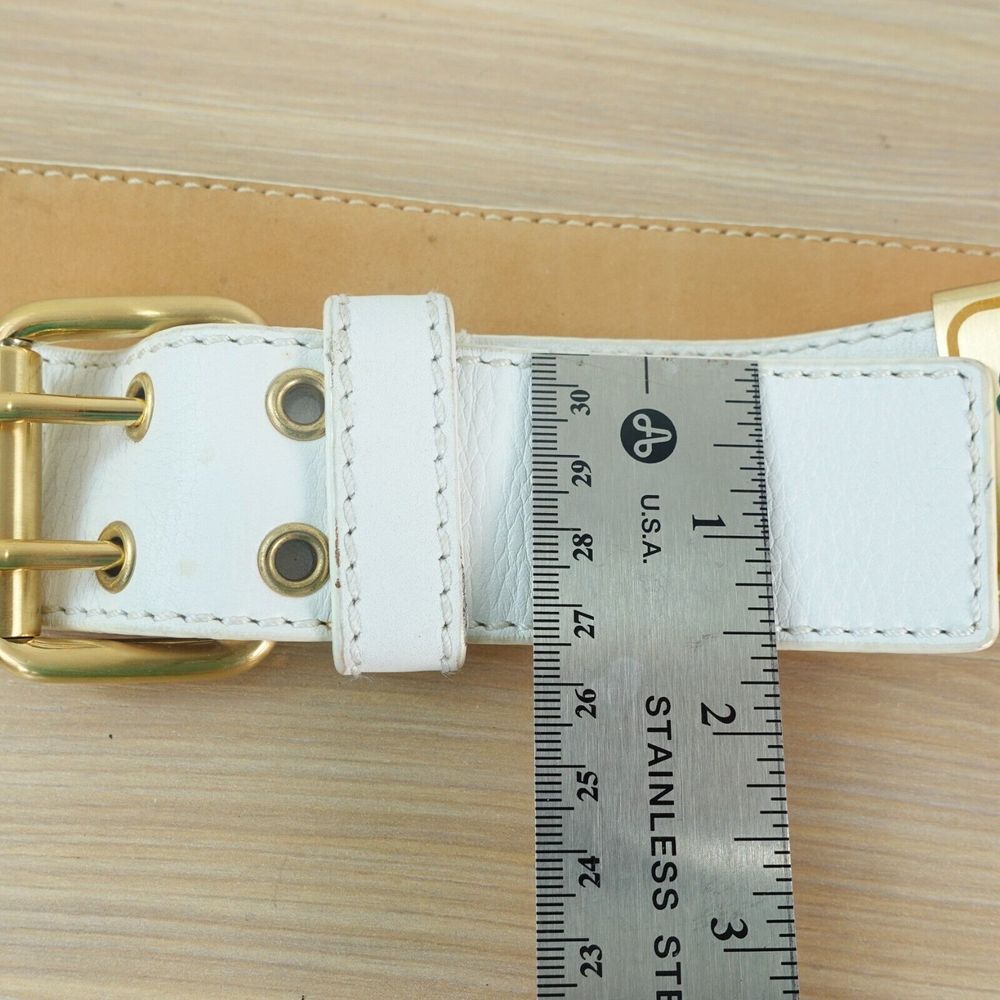 CELINE Belt 80 32 Small Western Equestrian Rugby Gold Buckle Logo RARE 2004 Y2K - Picture 6 of 16